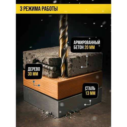 Перфоратор Kolner SDS-PLUS, 20 мм, горизонт, 650Вт, KBH 3-20K, 3 режима, 2.1Дж, 0-1800об/мин, 0-5900уд/мин, кабель 2м 8030300304 фото 5