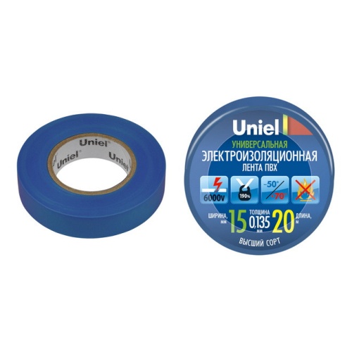 Изолента ПВХ Uniel UIT-135P 15 мм синяя 20 м
