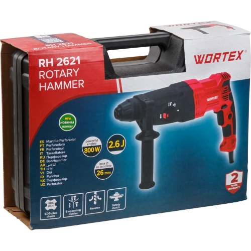 Перфоратор WORTEX RH 2621 в чемодане + (2 зубила, 3 сверла) 1333519 фото 6