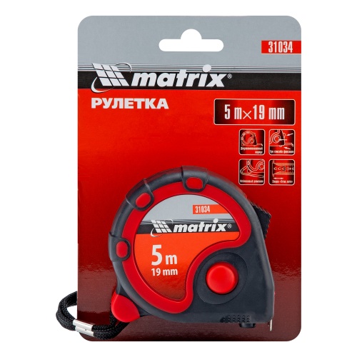 Рулетка Status 3 fixations,5 м х 19 мм,двухкомпонентный корпус,3 фиксации ленты Matrix фото 6