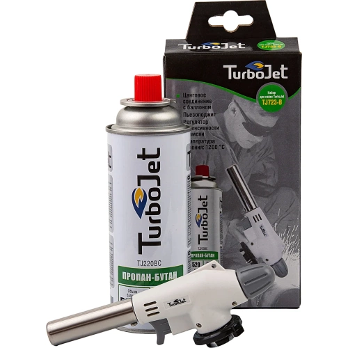 Горелка с пьезоподжигом TJ74 + газовый баллон TJ220 Turbojet TJ723-B фото 3