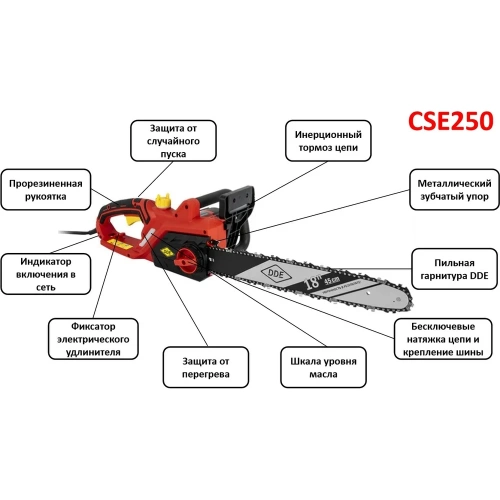 Цепная электрическая пила DDE CSE250 18" 792-803 фото 9
