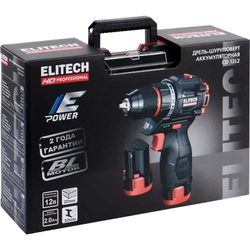 Дрель аккумуляторная Elitech CD 12L2 (12В, 2х2Ач, 40Нм, BL) HD 205713 фото 10
