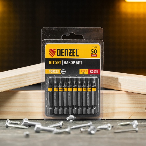 Бита TX 25х50, сталь S2, шестигранный профиль, 10 шт. Е 6,3 Denzel фото 6