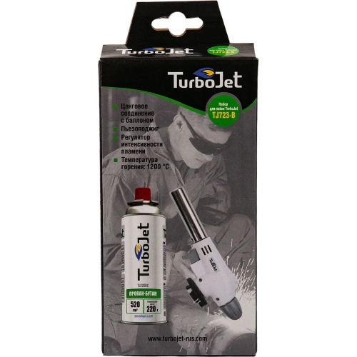 Горелка с пьезоподжигом TJ74 + газовый баллон TJ220 Turbojet TJ723-B фото 6