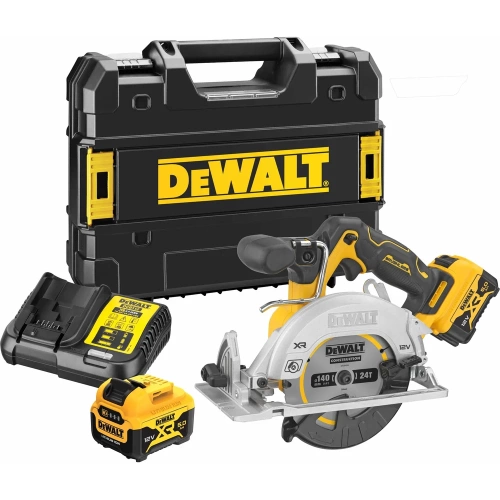 Аккумуляторная дисковая пила Dewalt DCS512P2, 12 В, 140 мм, 3600 об/мин, с 2 АКБ 5 Ач и ЗУ, в кейсе TSTAK DCS512P2-QW