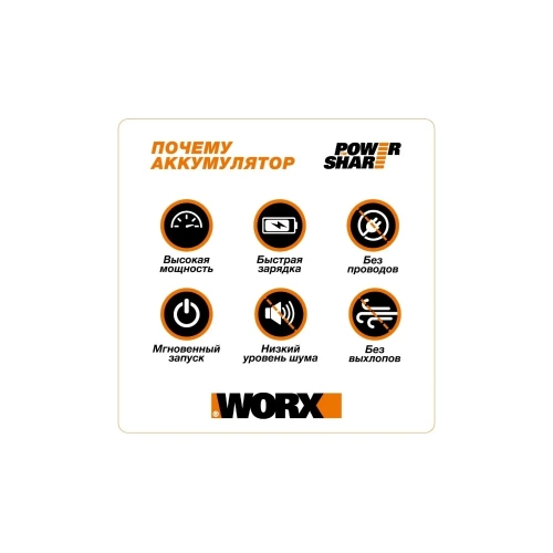 Аккумуляторная цепная пила WORX 20В, 25 см WG322E.9 фото 7