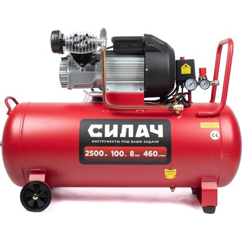 Воздушный компрессор СИЛАЧ ВКД-100.2500 (460л/мин,объем100л,2,5кВт,8бар,2850об/мин) (1/6) 024553 фото 5