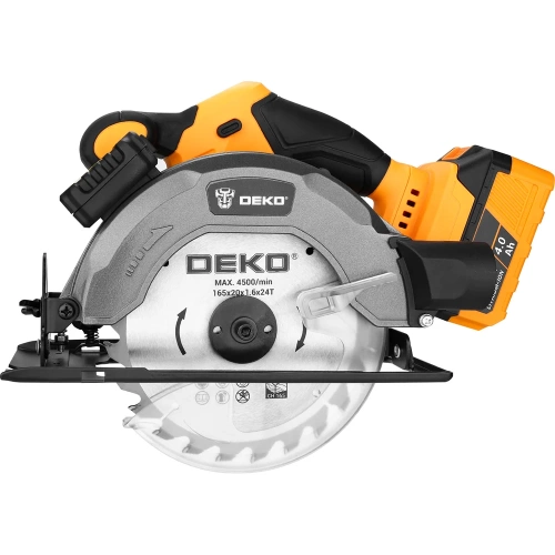Дисковая (циркулярная) пила аккумуляторная DEKO DKCS20DA, 20В, 165мм, 1x4.0Ач 085-1155 фото 8
