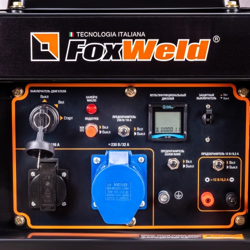 Дизельный генератор Foxweld expert d5500-1, 5.0-5.5 квт, 1ф, розетки 1x16a + 1x32a, ппп, мфд 3в1 8895 фото 8