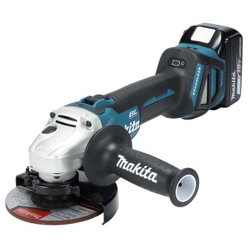 Аккумуляторная угловая шлифмашина Makita бесщеточная, 125 мм, 18 В, Li-ion, 3000-8500 об\мин, 2.3 кг, кейс, аккум. 1x5.0 Ач, быстрое ЗУ, плавный пуск, anti-restart, защита от обр. уд. DGA511RT фото 3