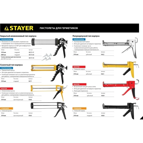 Скелетный усиленный пистолет для герметиков STAYER Master 310мл 0666 фото 9