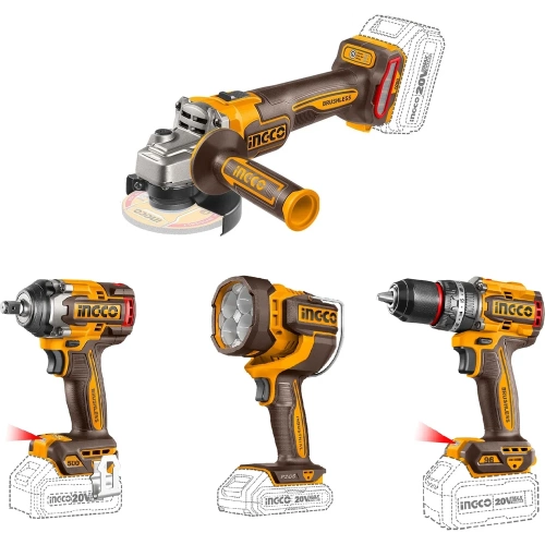 Набор аккумуляторного инструмента INDUSTRIAL 4 шт 20В INGCO COSLI241292