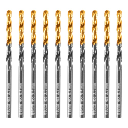 Сверло по металлу, 3,5 мм, HSS-Tin, Golden Tip, 10 шт. Denzel
