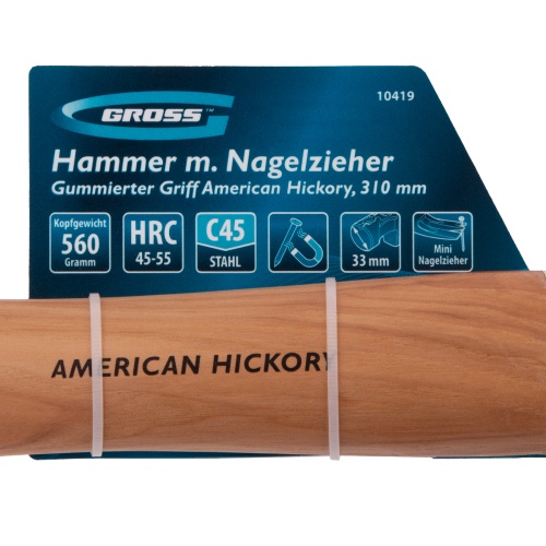 Молоток-гвоздодер,560 г, угол 75, магнит, обрезиненная рукоятка AMERICAN HICKORY GROSS фото 9