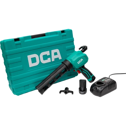 Аккумуляторный пистолет для герметика DCA  2 АКБ 2,0 А*ч, 12 В, в кейсе ADPJ12 фото 10