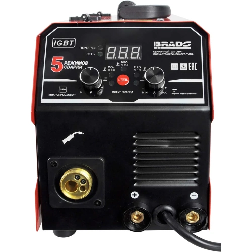 Полуавтомат сварочный BRADO MIG/MMA-250L-10 250А, микропроцессор, MIG/FLUX/MMA/TIG, еврорукав 3 м 00-00023948 фото 5