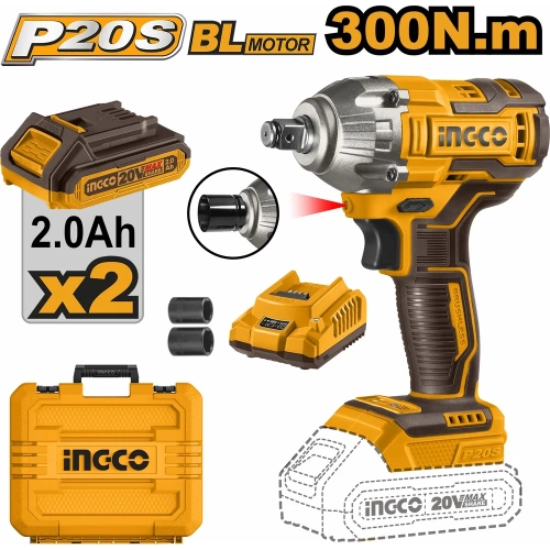 Аккумуляторный ударный гайковерт INGCO BL 20В 300Hm 1/2 SUPER CIWLI2038 фото 3