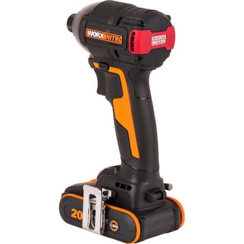 Винтоверт ударный бесщеточный аккумуляторный WORX 20В, 200Нм, 2Ач х2, ЗУ 2А, кейс WX265 фото 3