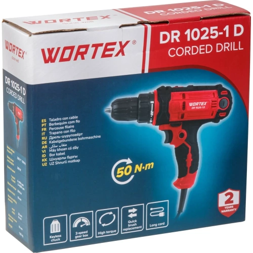 Дрель-шуруповерт WORTEX DR 1025-1 D в коробке, 300 Вт, 50 Нм, 2 скорости 1318793 фото 7