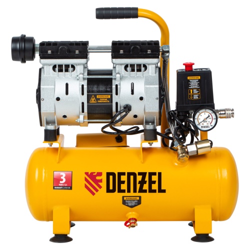 Компрессор DLS650/10 безмаслянный малошумный 650 Вт, 120 л/мин, ресивер 10 л Denzel фото 4