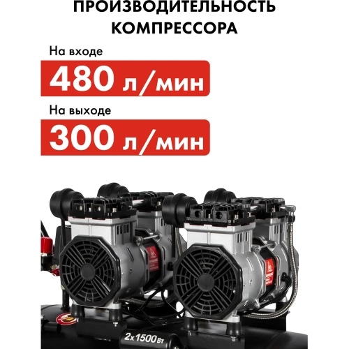 Безмасляный поршневой компрессор QUATTRO ELEMENTI PACIFIC 100-480 480 л/мин, 100 л, 3.5 л.с, 8 бар 915-373 фото 11