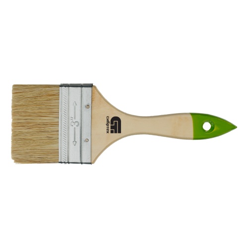 Кисть плоская 75 мм, натуральная щетина, деревянная ручка Сибртех фото 2