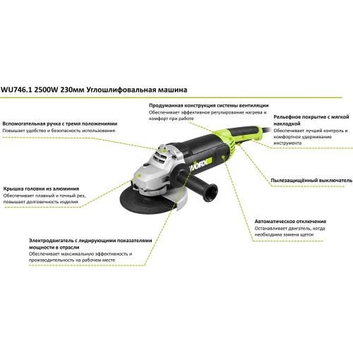 Угловая шлифмашина WORX Professional WU746.1 фото 3