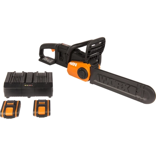 Бесщеточная цепная аккумуляторная пила WORX 40 В, 2х2.0 А*ч, двойное ЗУ 2x2A WG384E фото 3