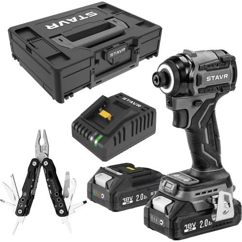 Ударный шуруповерт Ставр 18V, серия X-CLUSIVE, SID 18BL-200V-2K, 200 Нм, 2х2.0 Ач, ЗУ, кейс S-Box 9022300103