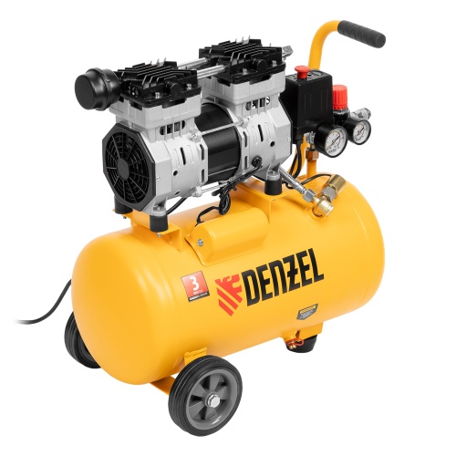 Компрессор DLS950/24 безмаслянный малошумный 950 Вт, 165 л/мин, ресивер 24 л Denzel фото 3