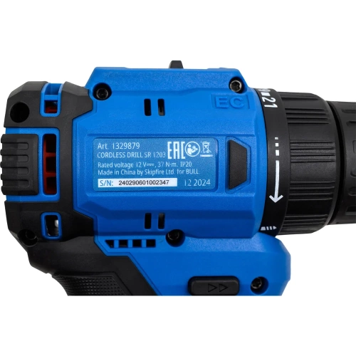 Аккумуляторная дрель-шуруповерт BULL SR 1203 Xcase БЕСЩЕТ., 12 В, 37 Н*м, 2*2 А*ч акб, БЗП 10 мм 1329879 фото 8