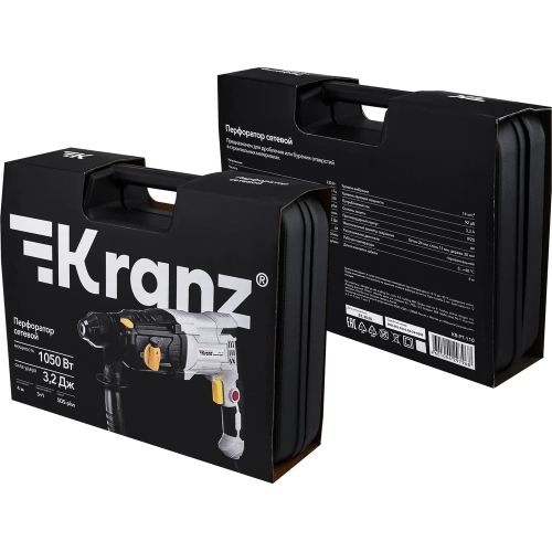 Перфоратор сетевой KRANZ SDS-plus, 1050Вт, 3,2Дж, в кейсе KR-PT-110 фото 9