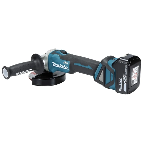 Аккумуляторная угловая шлифмашина Makita бесщеточная, 125 мм, 18 В, Li-ion, 3000-8500 об\мин, 2.3 кг, кейс, аккум. 1x5.0 Ач, быстрое ЗУ, плавный пуск, anti-restart, защита от обр. уд. DGA511RT фото 4
