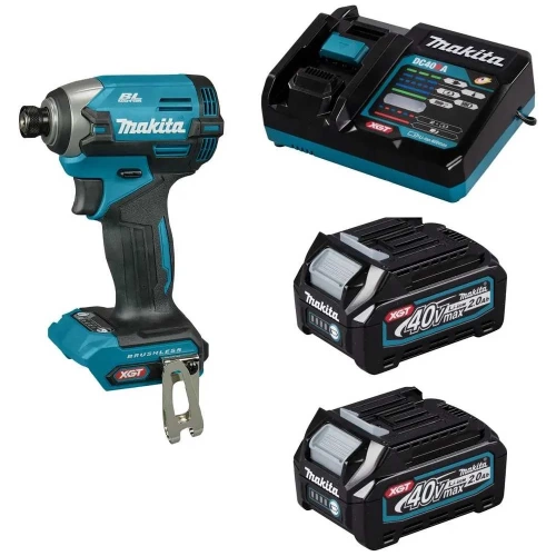 Шуруповерт ударный аккумуляторный Makita XGT BL 40В, XPT, 1/4, 210 Нм, 4+1 Т режим, 2xBL4020 , DC40RC, крепеж на пояс, кейс Makpac 2 TD003GA201