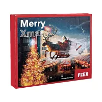 Аккумуляторная отвертка в наборе с битами и лазерным дальномером FLEX Xmas 533102