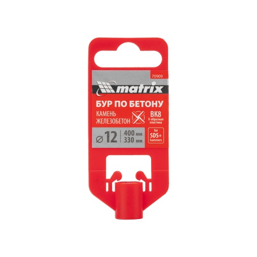 Бур по бетону, 12 x 400 мм, SDS PLUS c крестовой пластиной MATRIX фото 6
