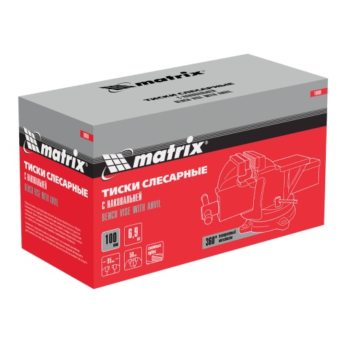 Тиски слесарные, 100 мм, поворотные, с наковальней Matrix фото 19