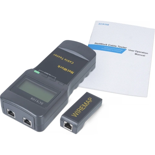 Тестер для витой пары c LCD дисплеем Cabeus (SC8108) CT-LCD-RJ45 фото 3
