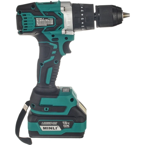Аккумуляторная бесщеточная ударная дрель-шуруповерт MINLI 13 mm 80N.m Li-ion 18Vx2 DC105-4.0A фото 10