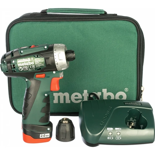 Аккумуляторная дрель Metabo PowerMaxx BS 12 В, 1х2.0, патрон, сумка 600079500 фото 3