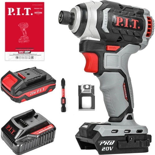 Винтоверт аккумуляторный бесщёточный P.I.T. IMPACT 20В, 170Нм, 3ск, HEX 1/4", 1x2Ач, ЗУ,кейс PSD20H-170A/1