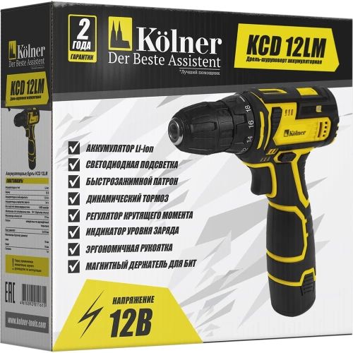 Аккумуляторная дрель-шуруповерт Kolner KCD 12LM 8020100351 фото 7