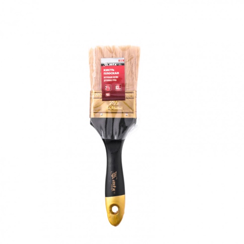 Кисть плоская "Профи" 2.5", натуральная щетина, деревянная ручка MTX фото 4