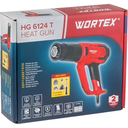 Термовоздуходувка WORTEX HG 6124 T в кор. + набор сопл 2000 Вт, 2 режима., 60-600 С 1334742 фото 8