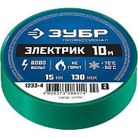 Изолента ПВХ Зубр Электрик 1233-4_z02 зеленая 15 мм 10 м