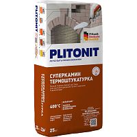 Раствор для отделки печей и каминов Plitonit Суперкамин Термоштукатурка белый 25 кг