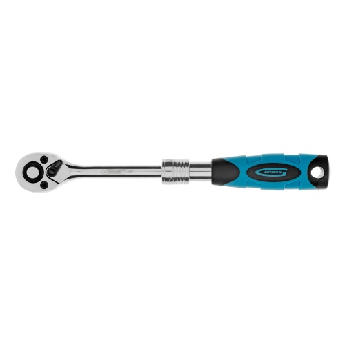 Ключ-трещотка телескопический 1/4", 150-200 мм, CrV, 72 зуба, с быстрым сбросом, хром Gross фото 5
