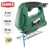 Лобзик HAMMER LZK650LE 650Вт 0-3000ход/мин 65мм-дер 6мм-мет 839357