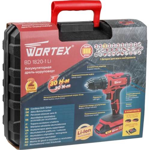 Аккумуляторная дрель-шуруповерт WORTEX BD 1820-1 Li ALL1 0329209 фото 10